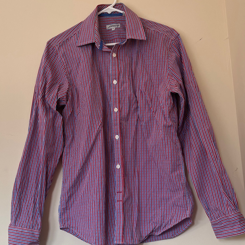Classic Red and Blue Striped Dress Shirt